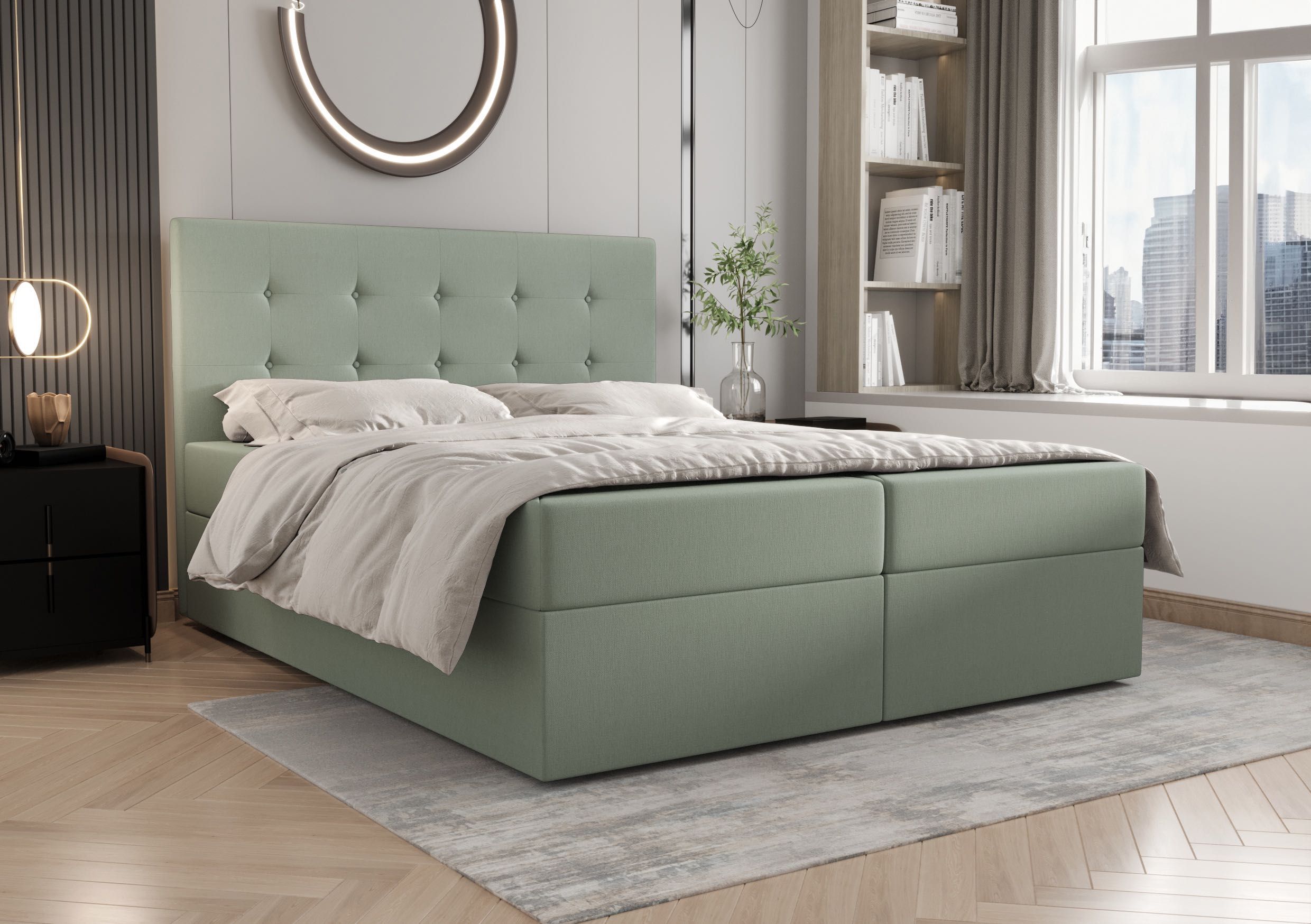 Łóżko Kontynentalne Sypialniane LAMBO 1 + TOPPER 140x200 EN MEBLE