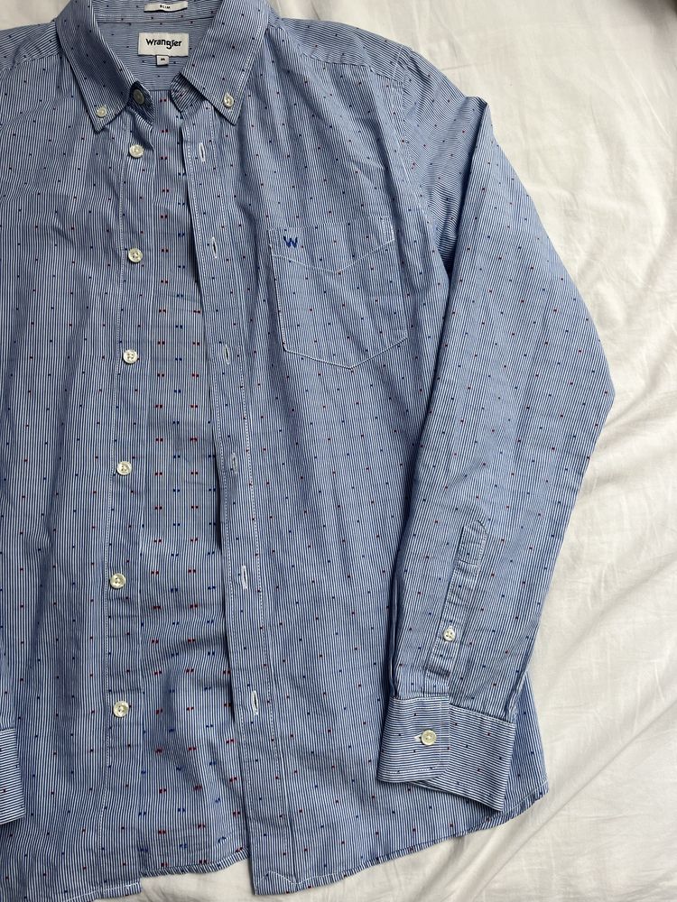 Koszula męska niebieska wrangler w paski slim fit M