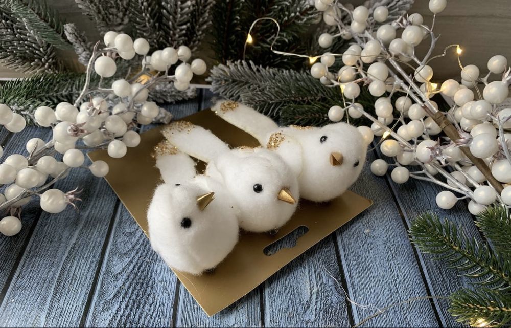 Декоративні пташки птахи різдвяні на прищіпці пташки птички