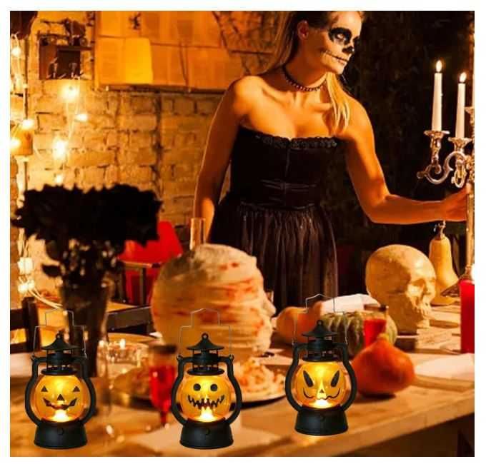 Zestaw 3 latarni/lampionów na Halloween w kształcie dyni