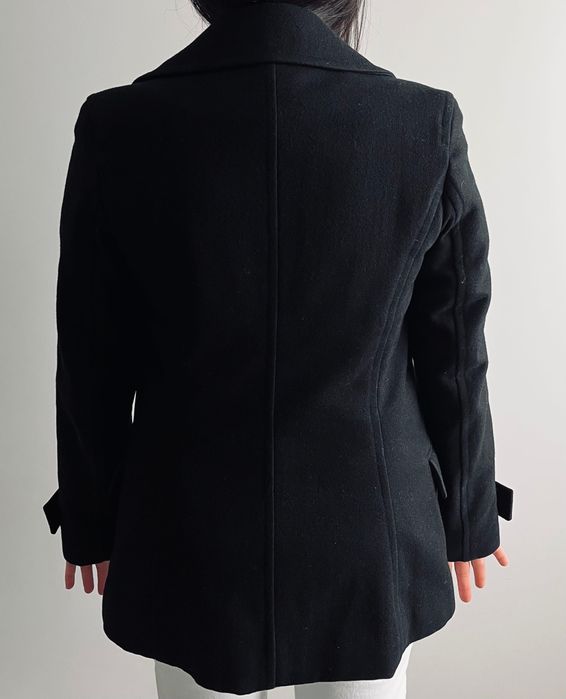 Czarny płaszcz Calvin Klein Jeans, dwurzędowy, S