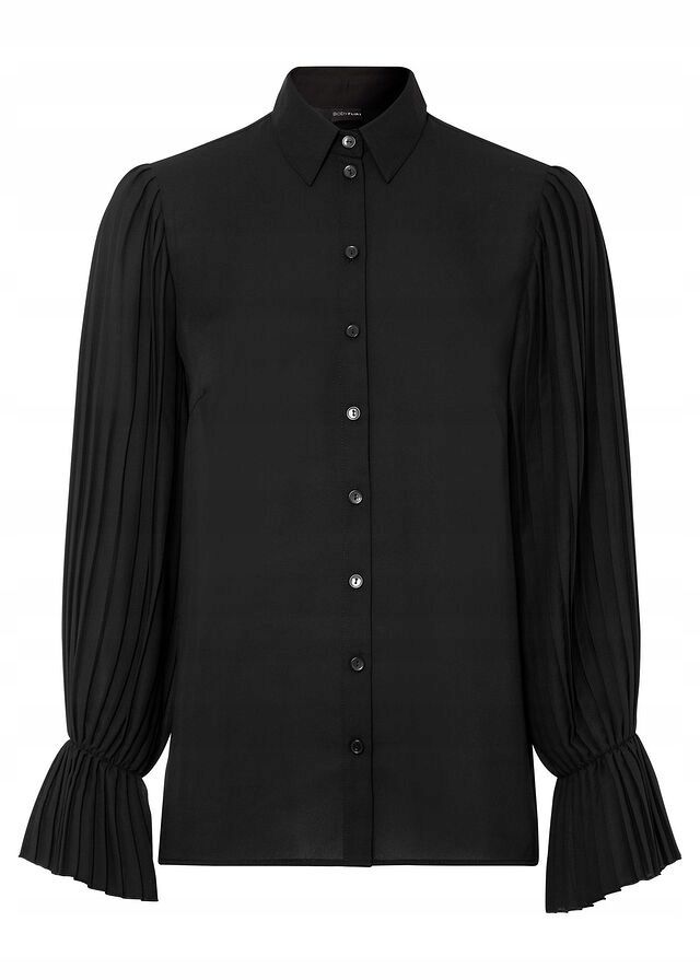 B.P.C koszula damska szyfonowa czarna z plisowanymi rękawami ^44