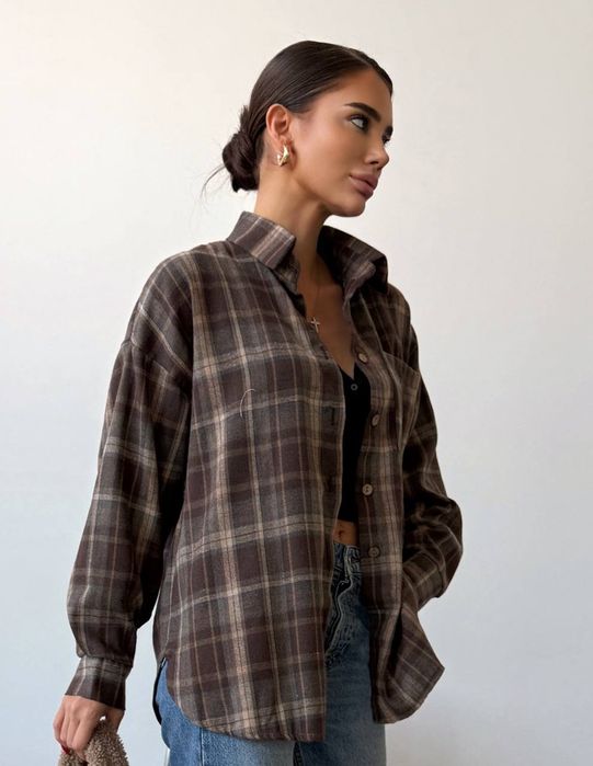 Сорочка в клітинку шоколад