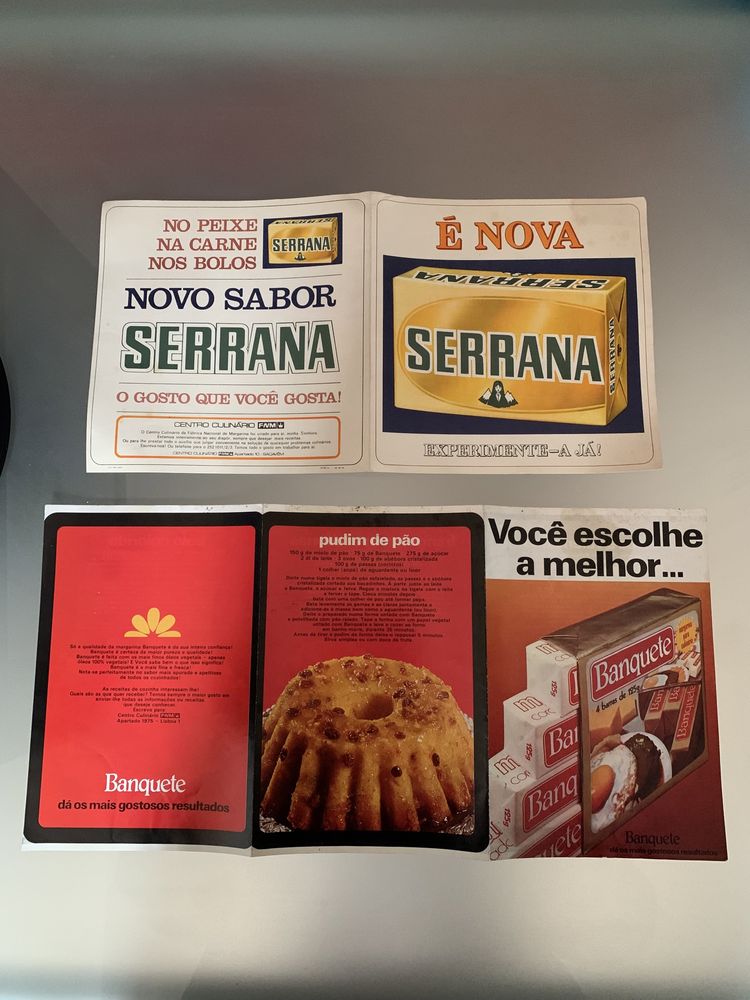 Folhetos anos 70 margarinas serrana e banquete