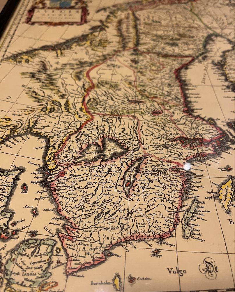 Stara Mapa Szwecja Vintage