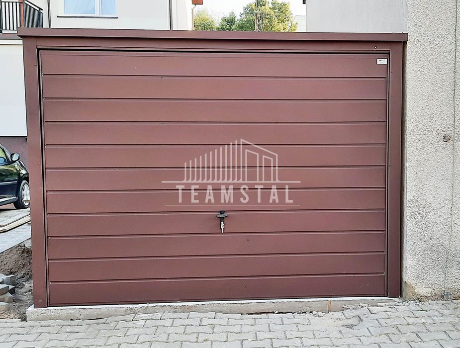 GARAŻ BLASZANY 3m x 6m poziom - spad tył - Brama uchylna TS269 3x6