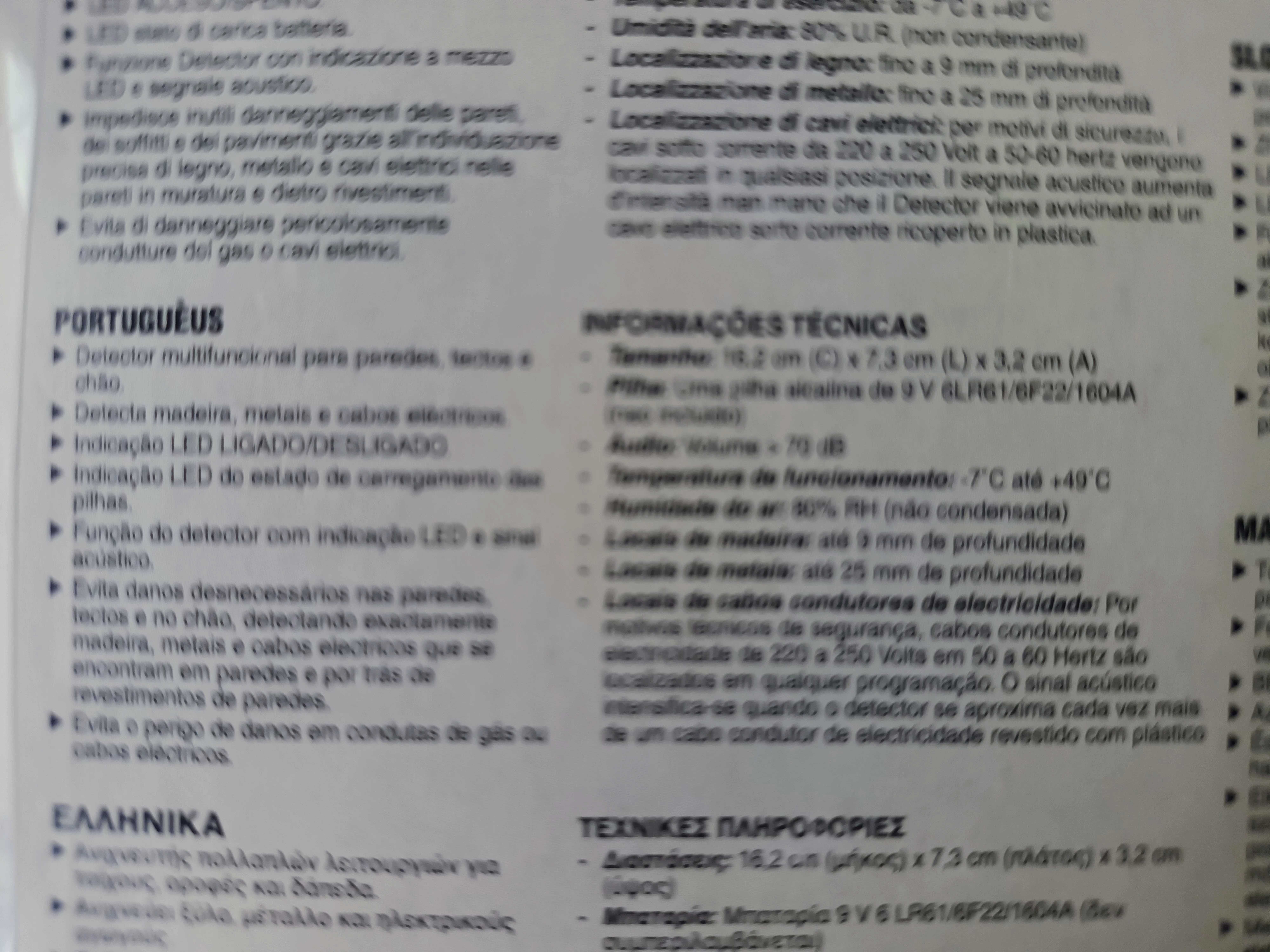 Detector de corrente elétrica, de metais e de madeiras. 3, em 1 apar.
