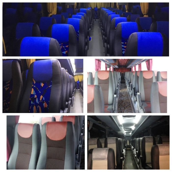 Обшивка перетяжка сидений салона автобуса Neoplan Setra Scania Iveco