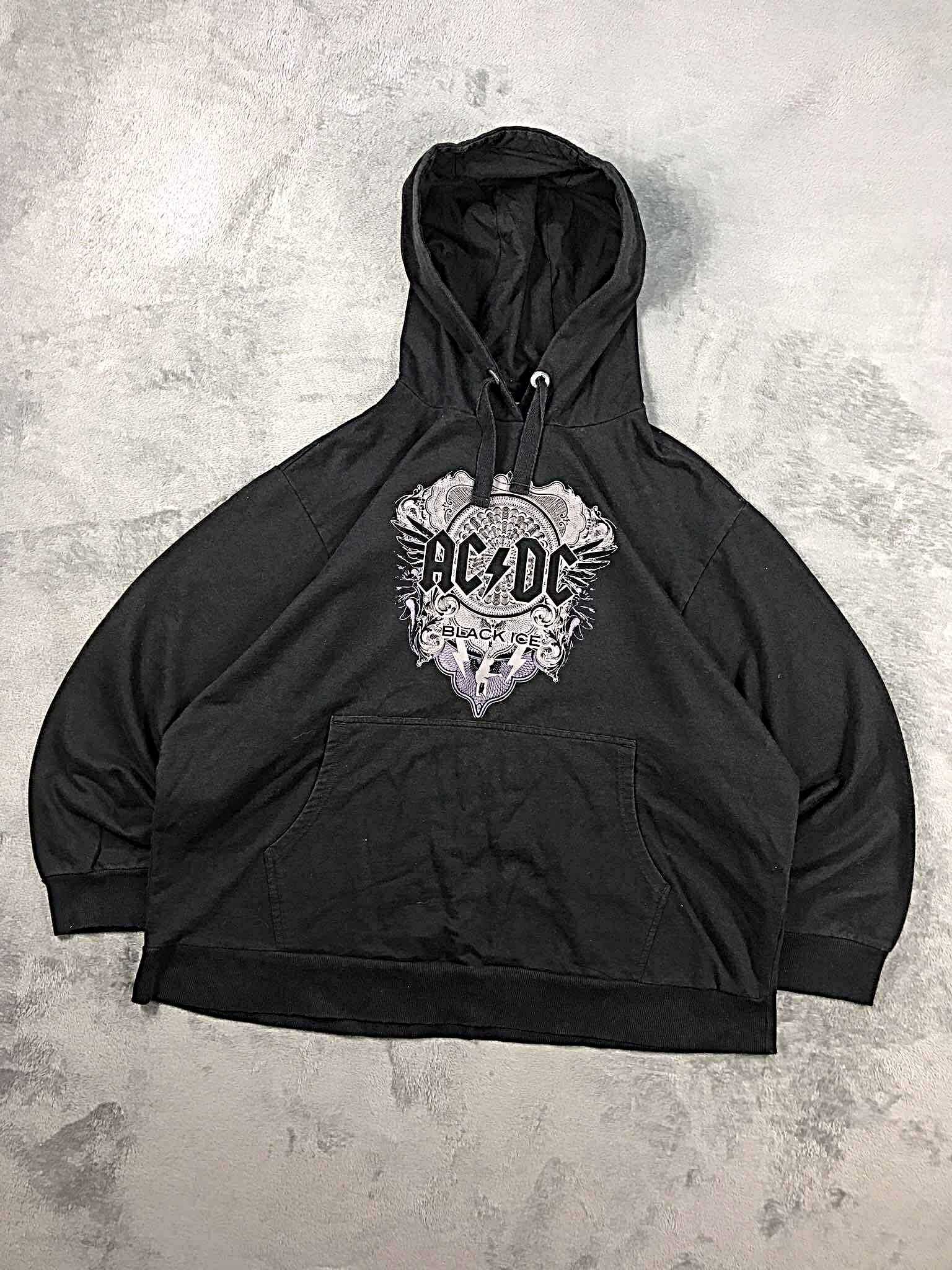 Bluza ACDC Czarna Hoodie Black Ice Vintage Hip Hop 90s Oversize Boxy