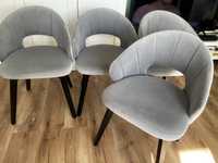 4 krzesła welurowe szare