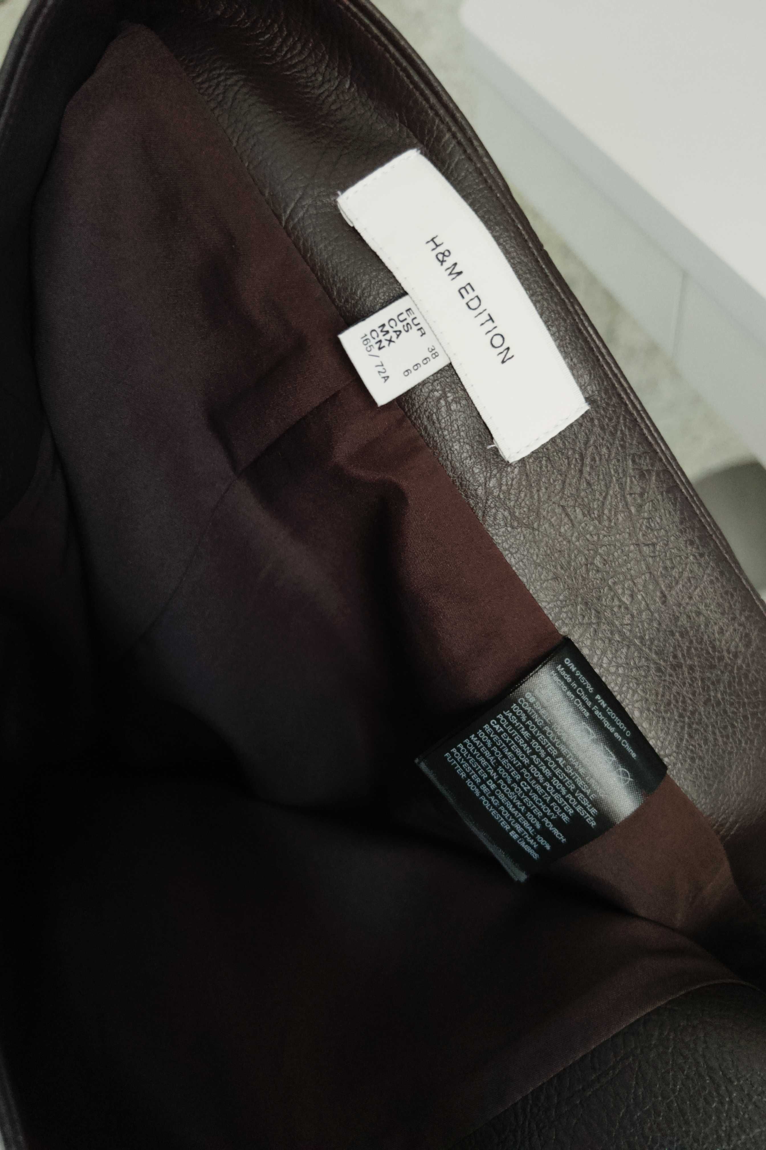 Коричнева шкіряна спідниця H&M розмір 38 (M)