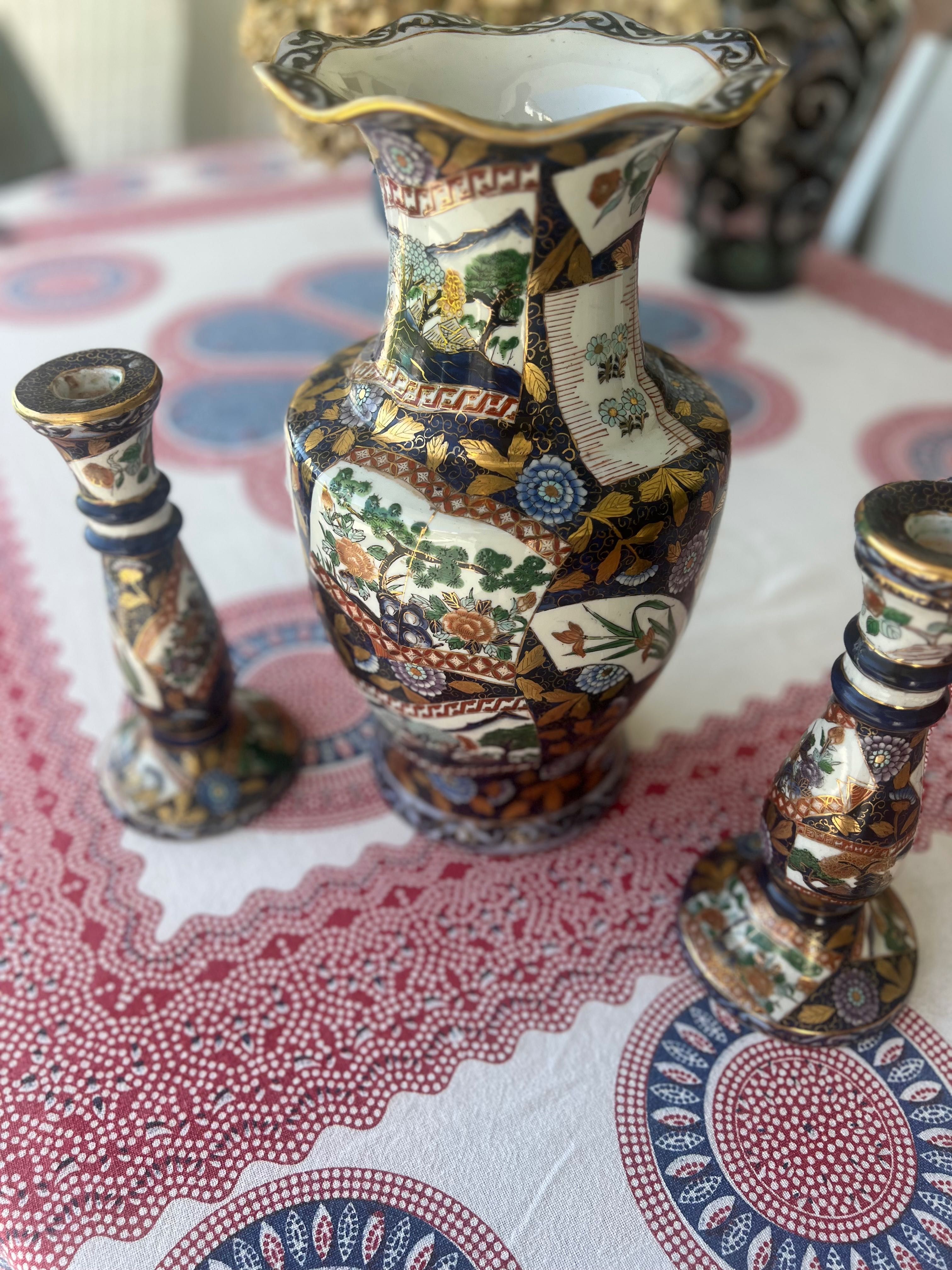 Vaso e castiçais chineses