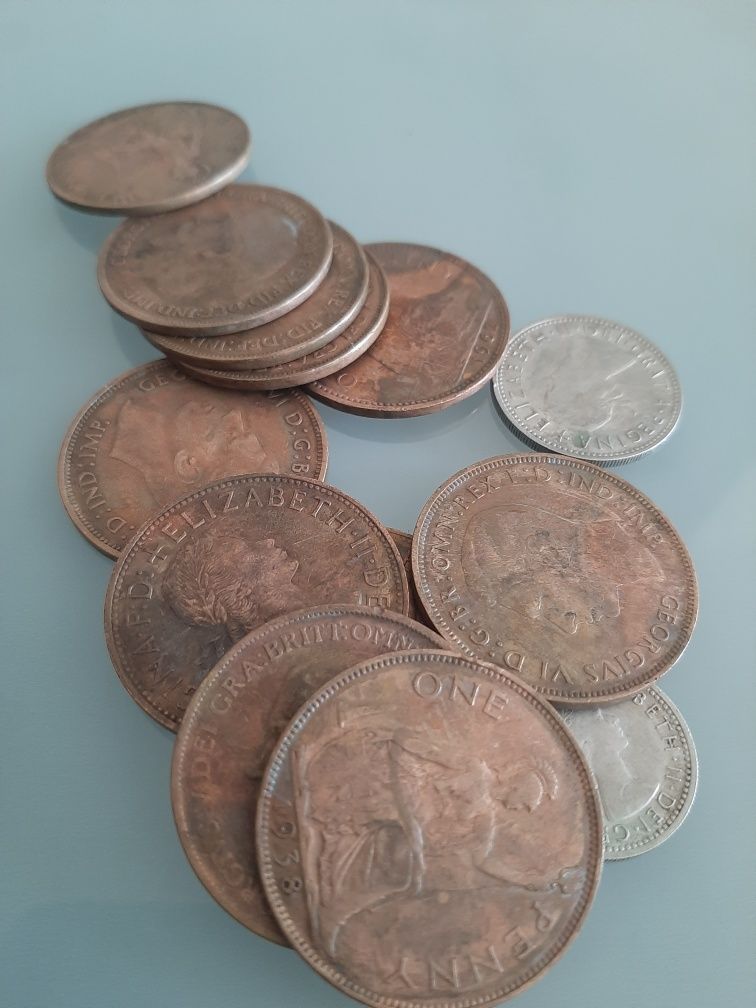 lote de moedas Portugal, Espanha e Inglaterra