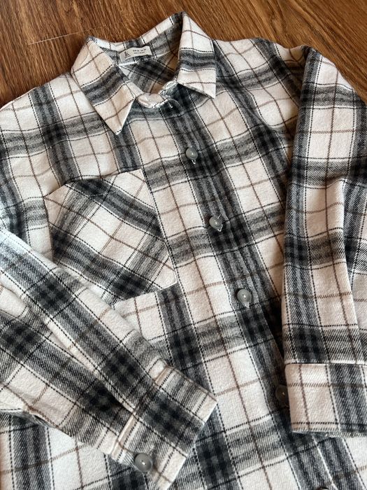 Тепла флісова сорочка XS оверсайз, картата сорочка в клітинку