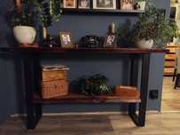 Duża konsola stolik loft industrial live edge naturalna krawędź oflis