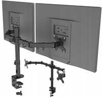 Mocny regulowany biurkowy uchwyt na dwa monitory 14-32 cale