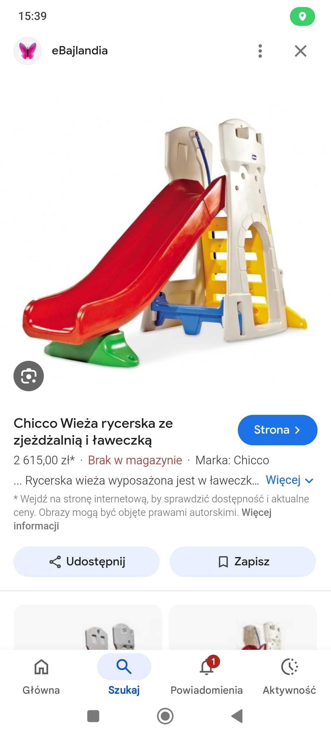 Olbrzymi domek zjeżdżalnia chicco