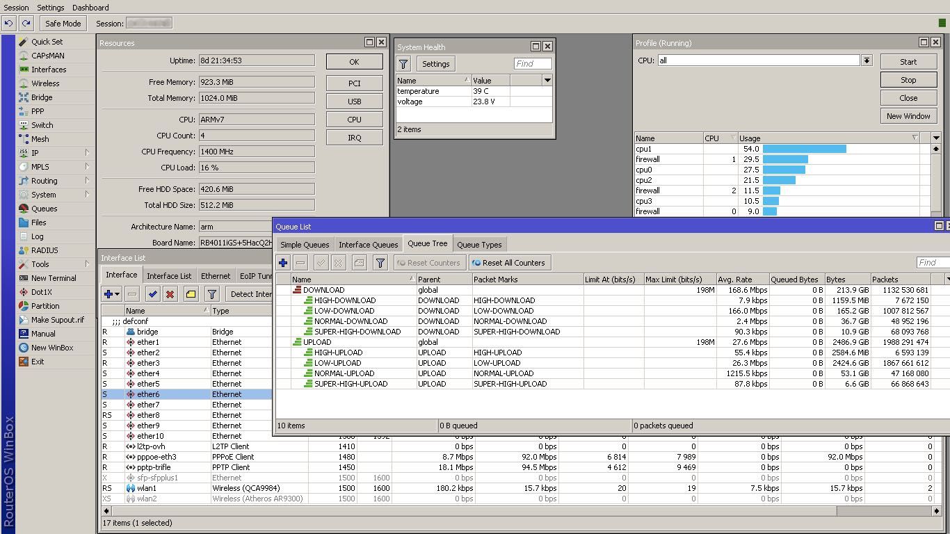 MikroTik RB4011iGS+5HacQ2HnD-IN CPU2GHz RAM 1Gb FSP+10Gb WiFi AC 33dBm