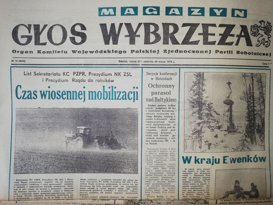 PRL. Stara gazeta z datą urodzenia, Głos Wybrzeża, Dziennik Bałtycki.