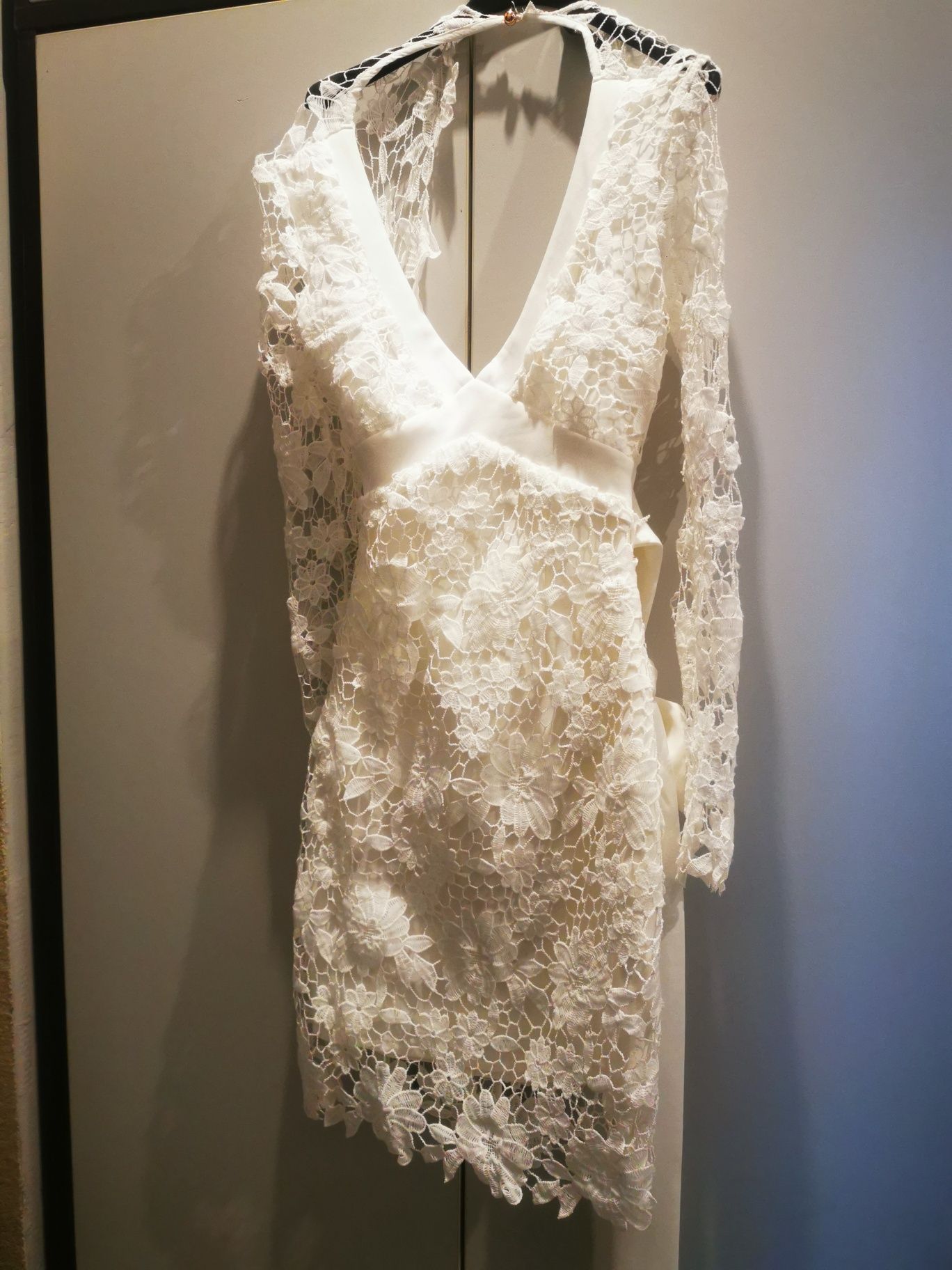 Biała sukienka koronkowa boho komunia ślub cywilny roz 34