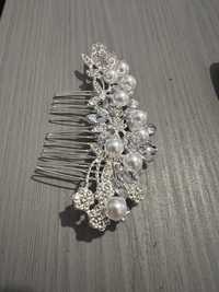 Ozdoba do włosów ślubna perły kryształki