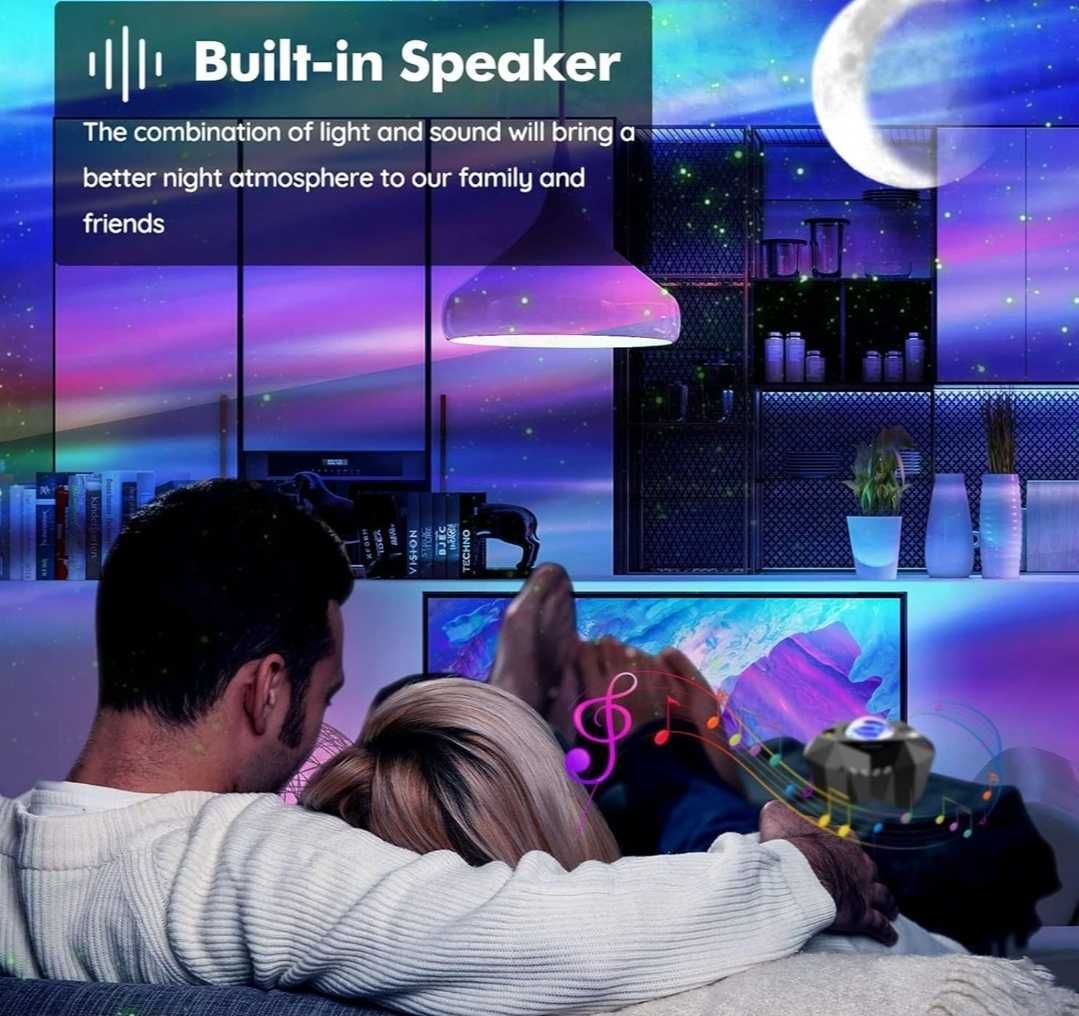 Projektor Gwiazd Aurora LED - Lampka Nocna Głośnik Bluetooth Prezent