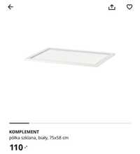 Ikea Pax Komplement szklana półka do szafy biała 75x58