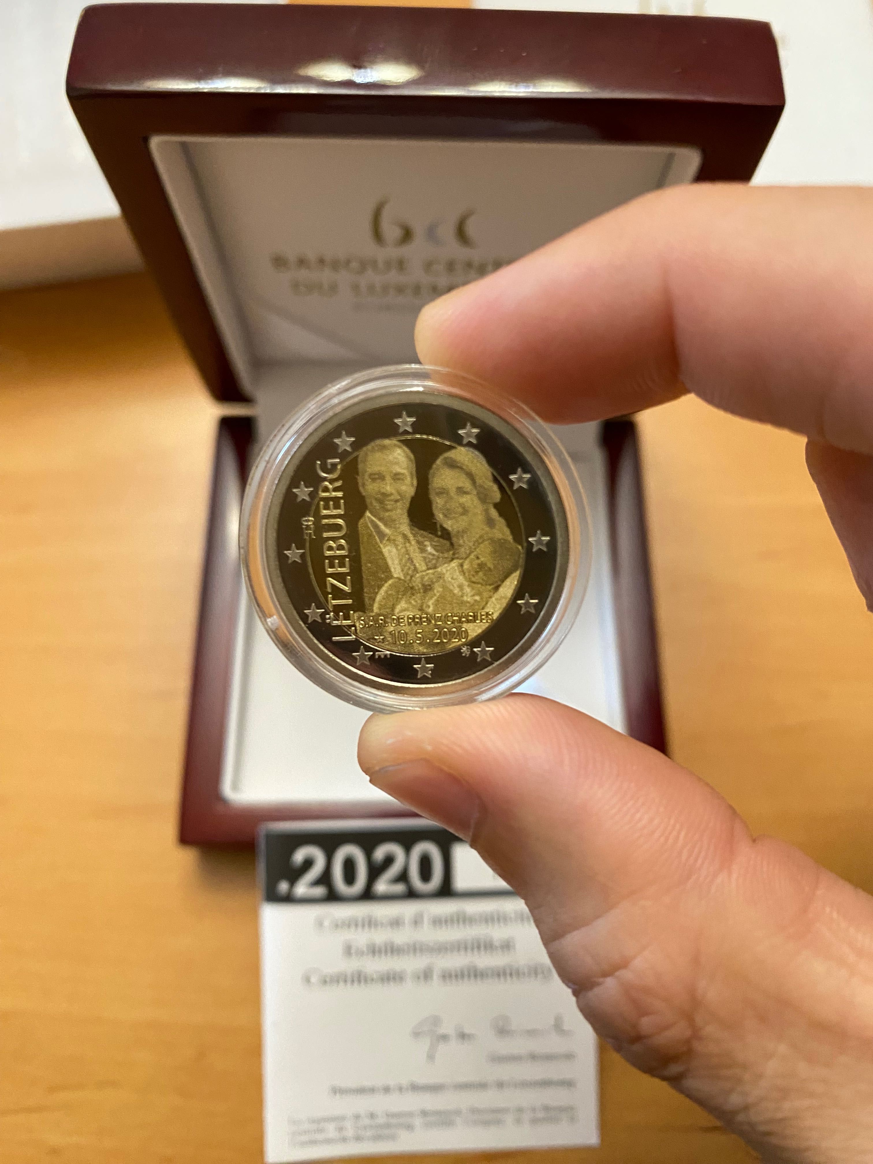 Moeda 2€ Luxemburgo 2020 - Proof Invertida - Rara - Príncipe Carlos