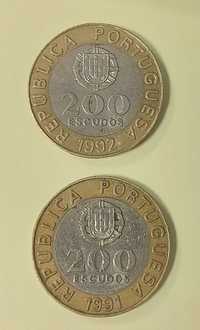 Moedas 200 escudos 1991 e 1992
