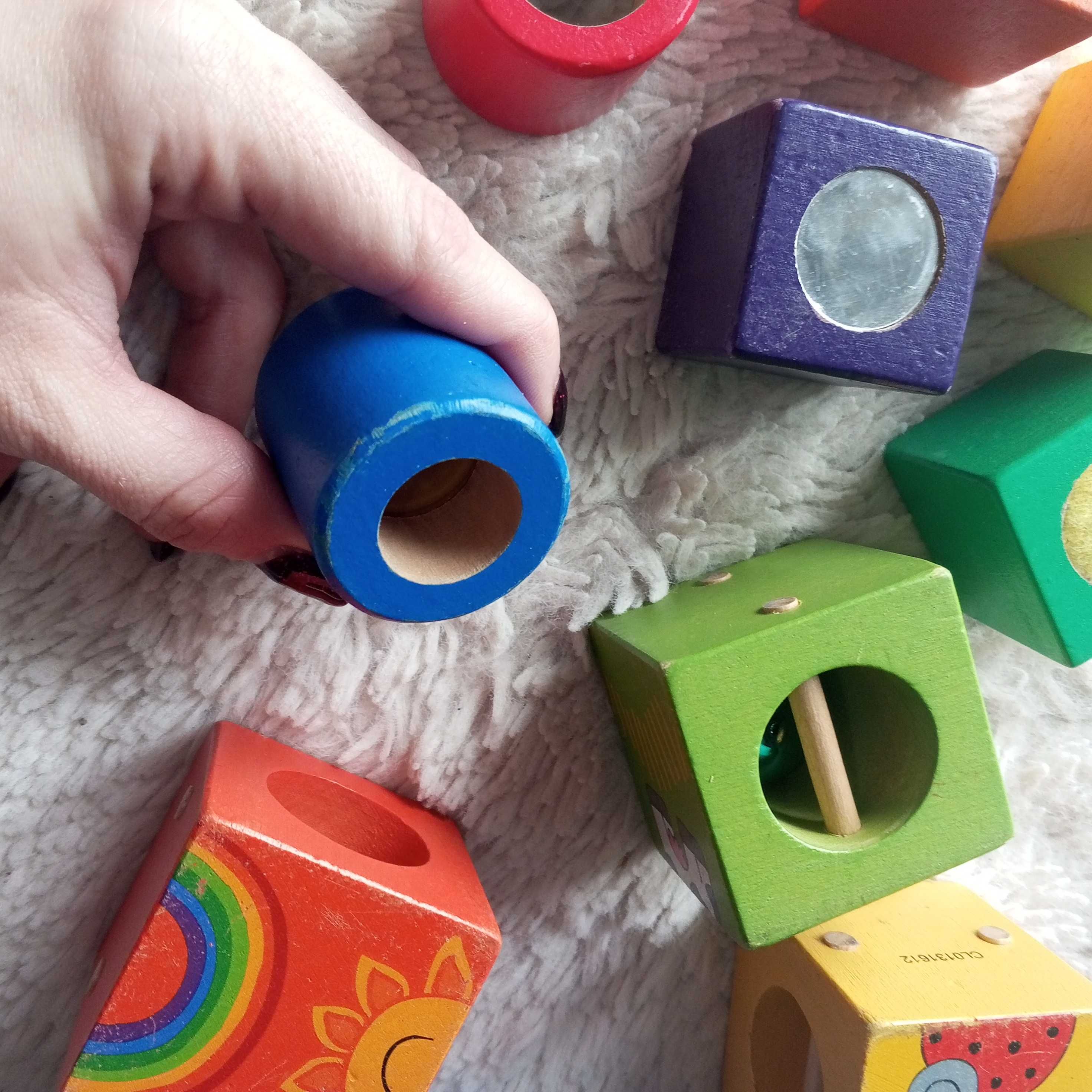Klocki drewniane sensoryczne classic dziecko zabawka