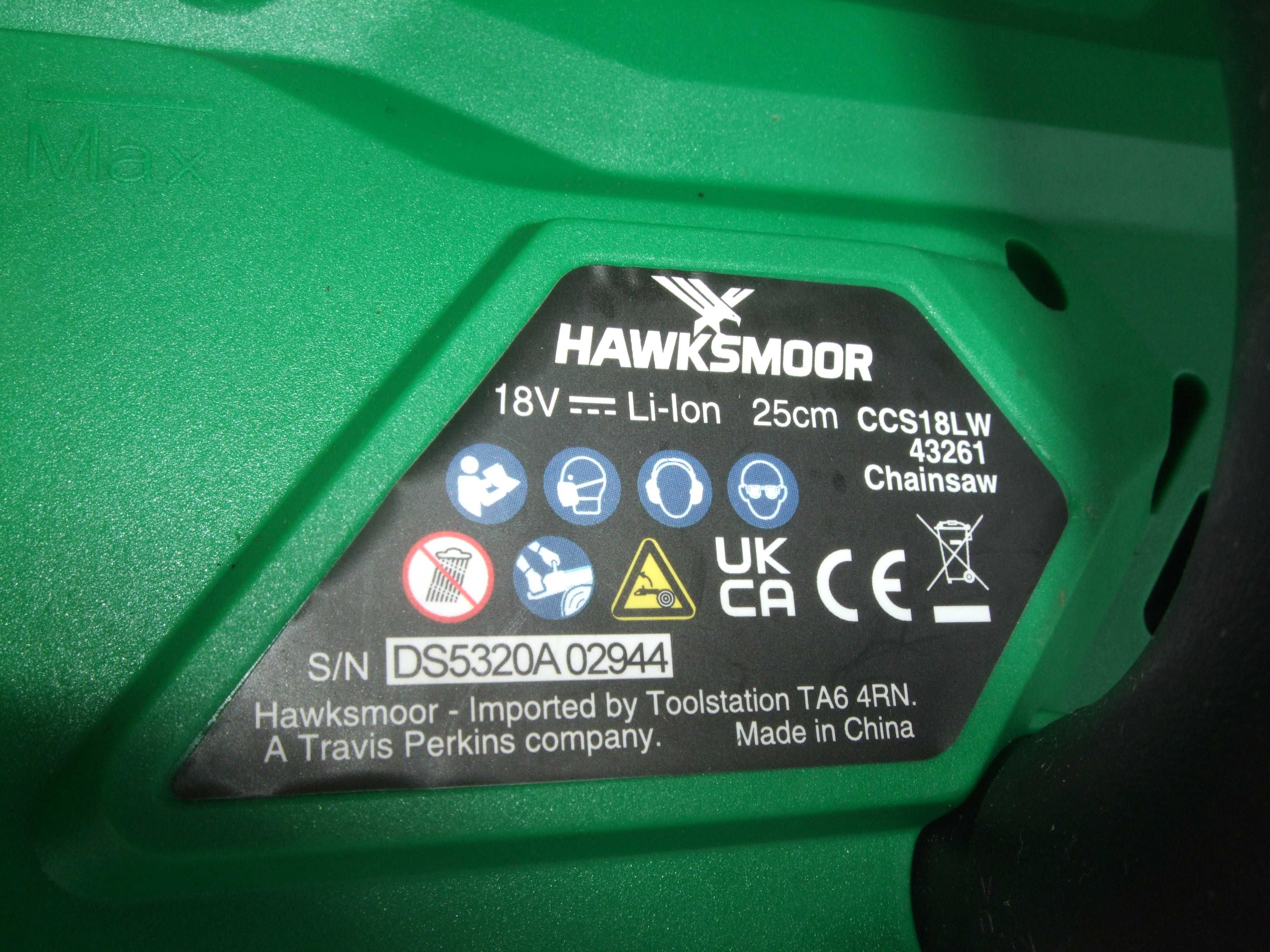 Piła łańcuchowa akumulatorowa Hawksmoor CCS18LW 18V  Kompletny zestaw.