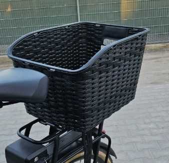 Kosz Rowerowy na Bagażnik Roweru Solidny Plastikowy z Uchwytem Czarny
