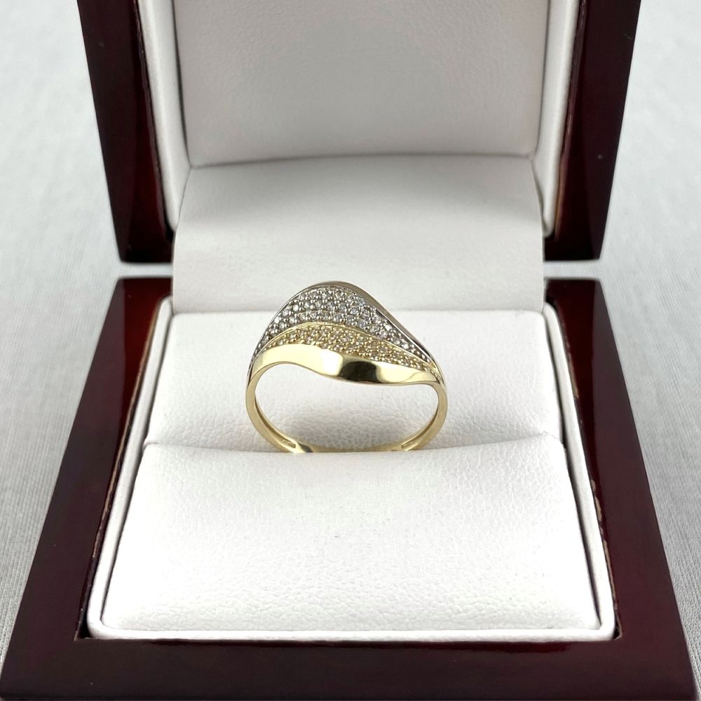 ZŁOTY pierścionek o zjawiskowym fasonie PR. 585 (14K) rozmiar 18