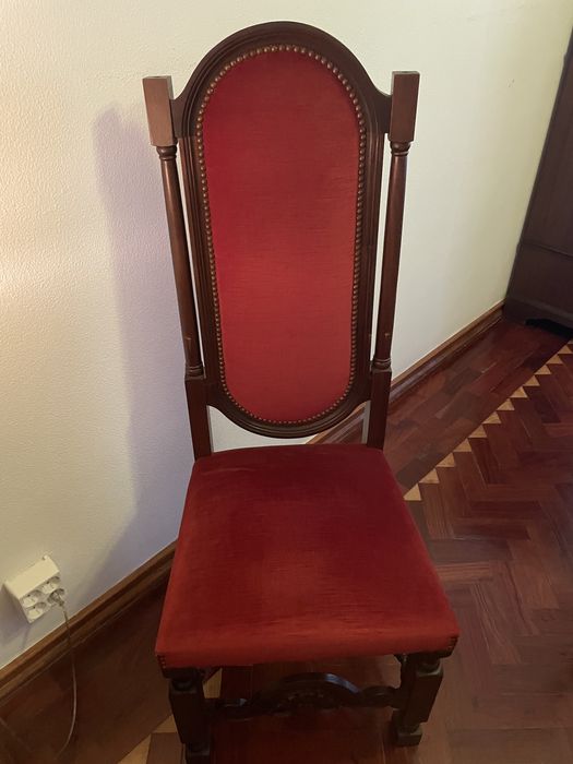 Conjunto de 4 cadeiras vintage de veludo vermelho