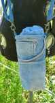 Bolsa ajustável para garrafa de água jeans feita à mão