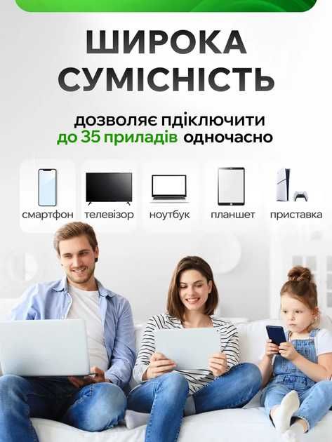 Wi-Fi репітер 1200Мб/с, дводіапазонний 2.4G + 5G, покриття до 250м²