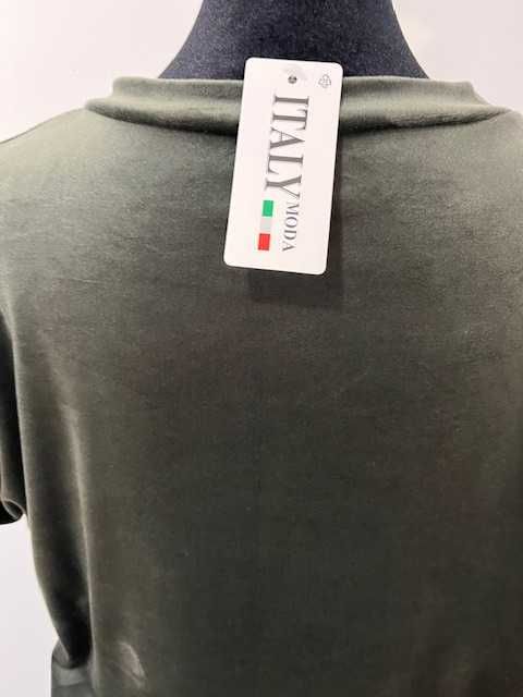 Krótki dres welurowy print lalka w aucie kolor khaki