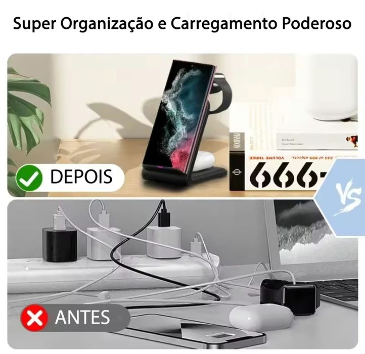 Suporte Carregador sem fios 3 em 1