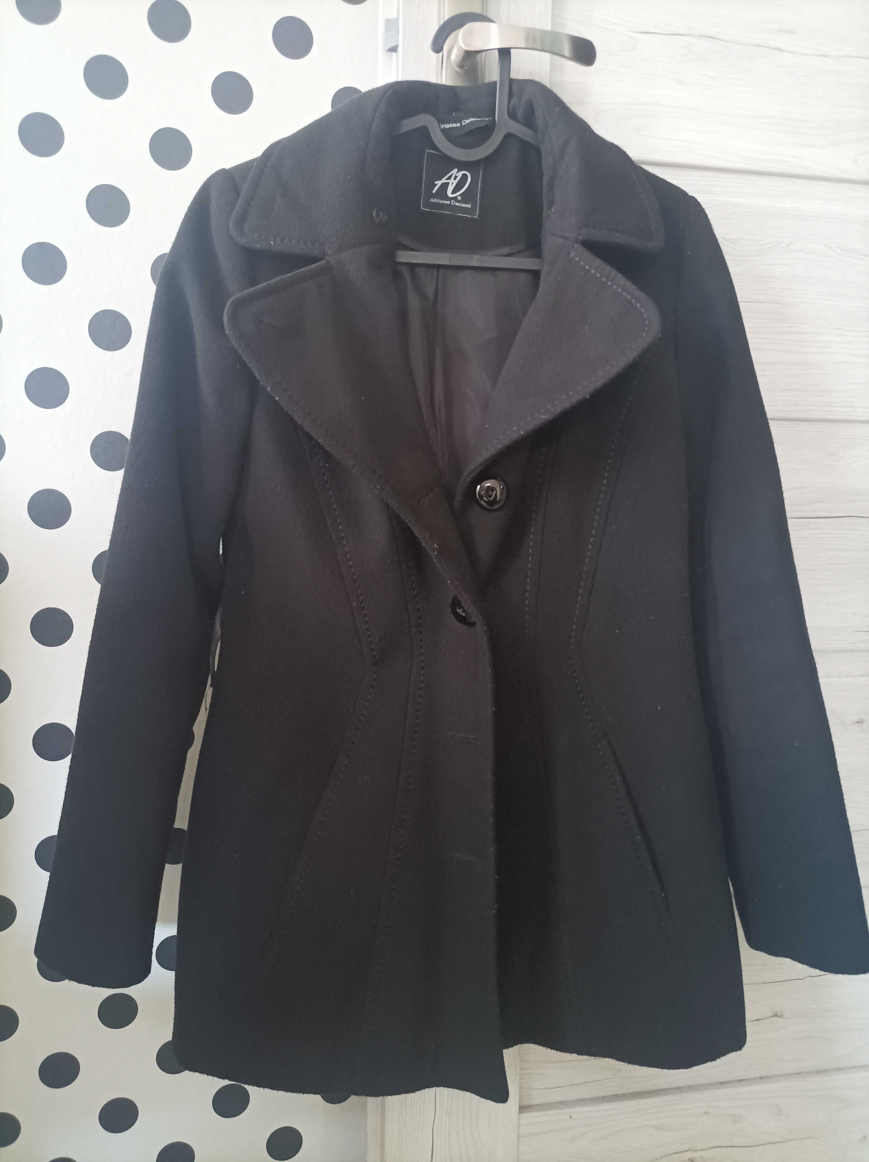 wełniany czarny płaszcz Adrianno Damianii orginalny wełna wool coat