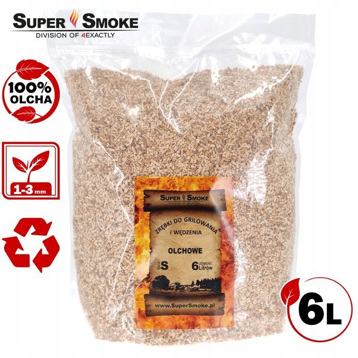 Zrębki Wędzarnicze Super Smoke OLCHA KL-02 (1-3mm) Small 6 Litrów