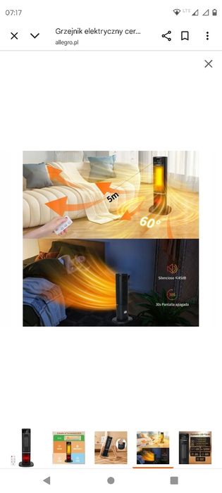 Grzejnik elektryczny ceramiczny Aigostar Ayden 2000 W