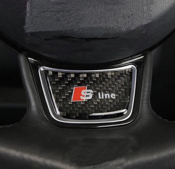 наклейка Эмблема в руль ауді ауди Audi S-line карбон, хром A3 A4 A5 A6