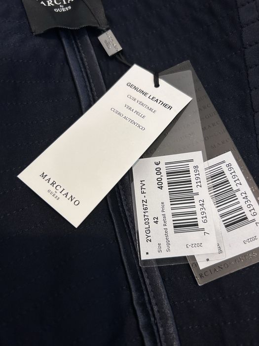 Kobieca kurtka skórzana Marciano Guess elegancka navy