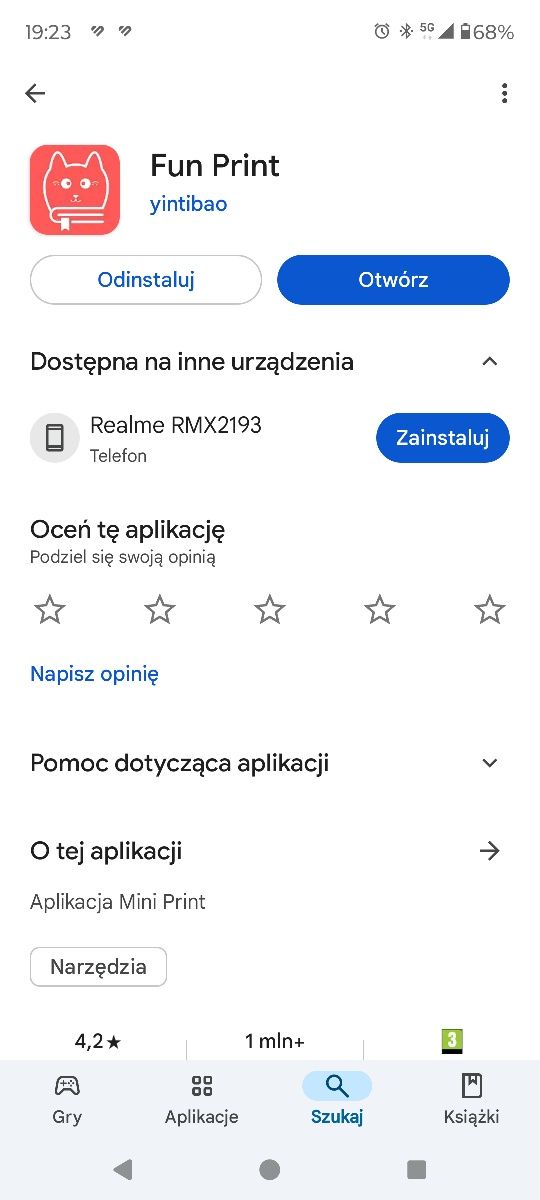 Mini drukarka termiczna C19 do zdjęć etykiet notatek 5 rolek papieru
