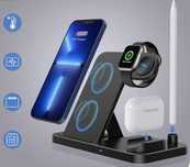 Ładowarka indukcyjna 4w1 do Apple iPhone/ Watch/ AirPods/ Pen Czarna