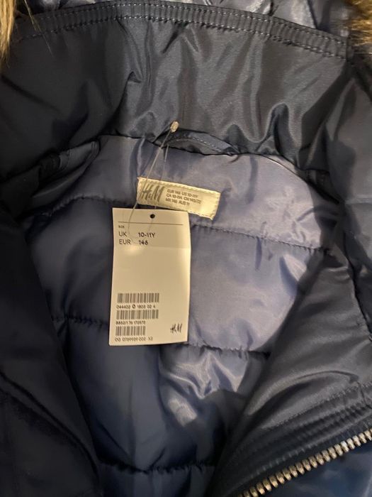 Нова дитяча зимова куртка H&M, темно-синя, з хутром