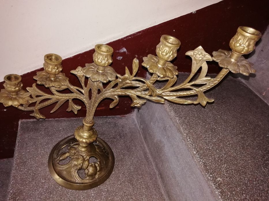 Świecznik mosiężny 5 ramienny