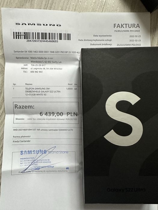 Samsung Galaxy S22 Ultra 12/512gb - stan idealny