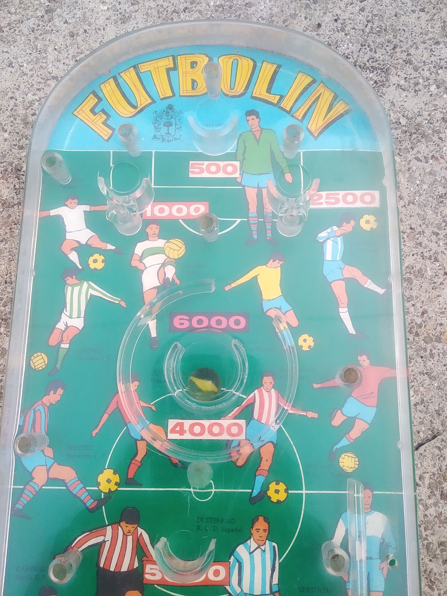 Jogo Espanhol antigo Futbolin tipo pinball
