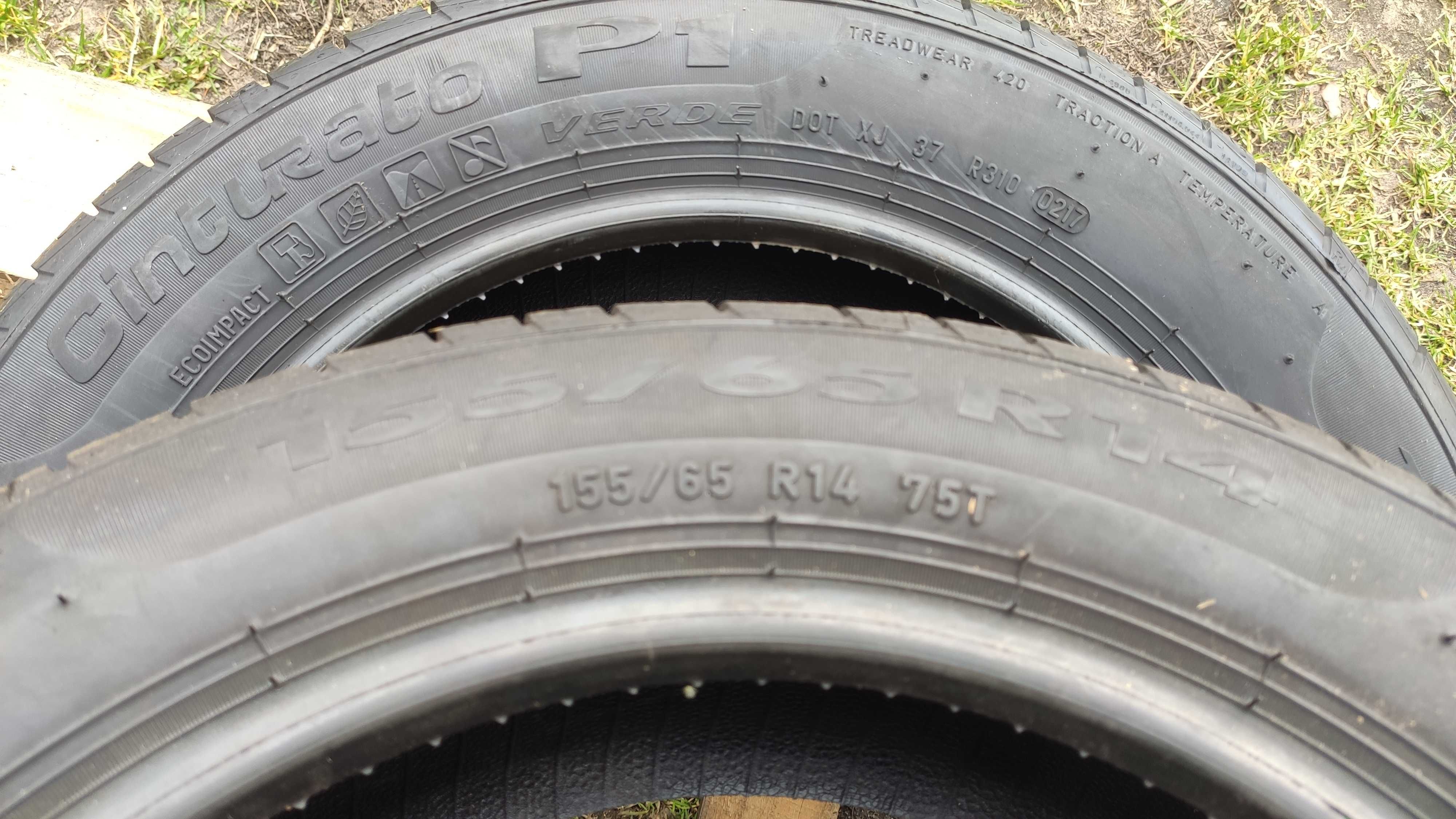 2 Nowe opony lato 155/65/14 Pirelli Cinturato P1